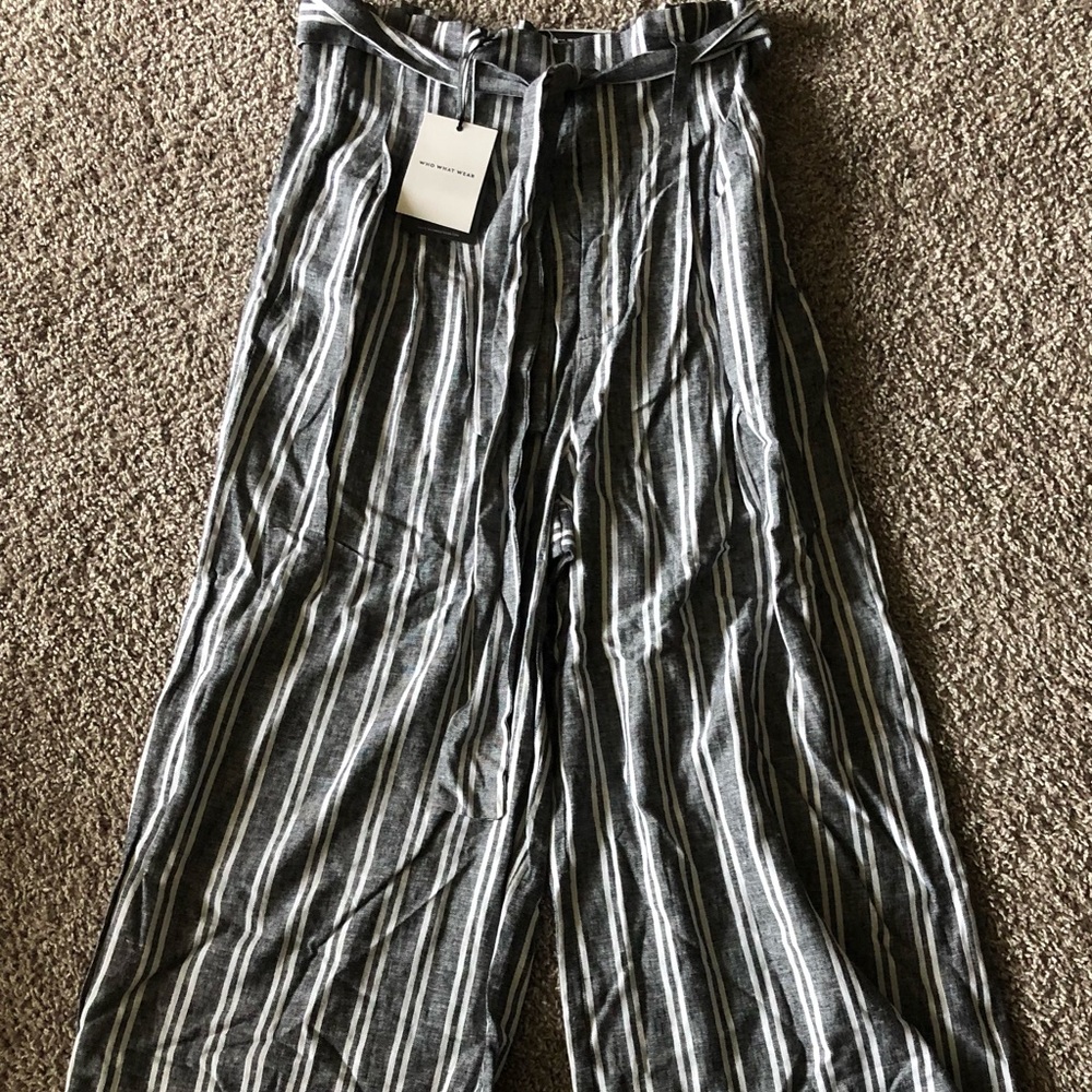 High Waisted Wide Leg Stripe Pants